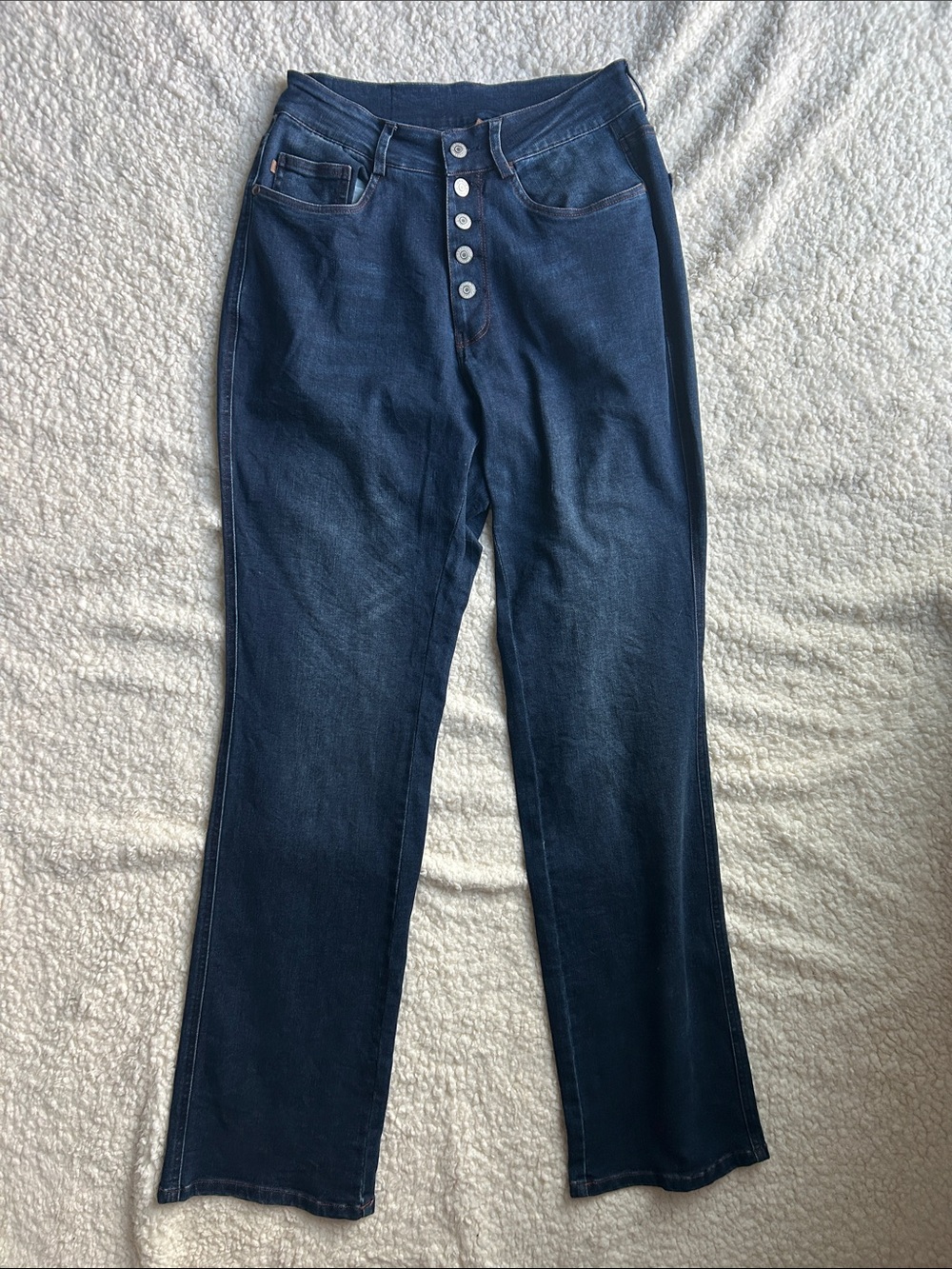 Judy Blue Dark Blue High-Rise Straight Leg Jeans with Button Fly